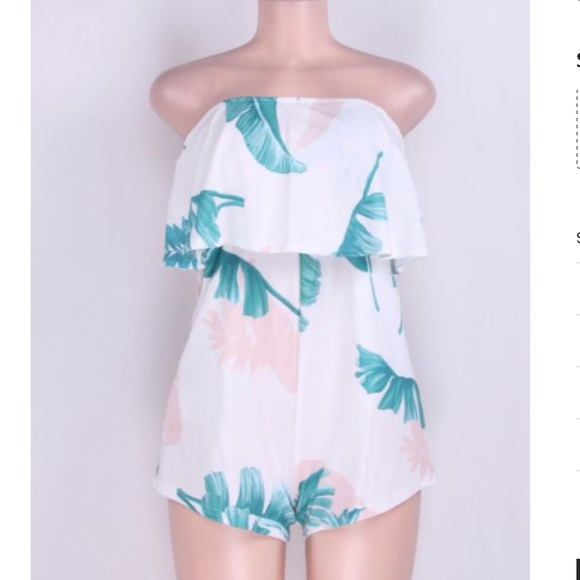 Leaves Printed Summer Playsuit Romper - Picture 2 of 3